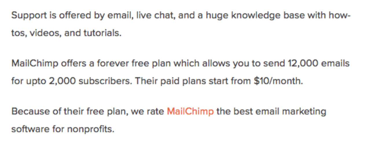Supporting a live chat feature is a marketing idea that Mailchimp offers.