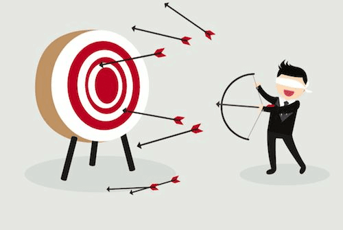 Graphic of man shooting arrows at target for account-based marketing success. 