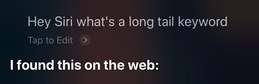 Asking Siri what a long tail keyword is.