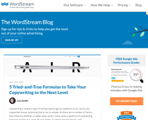 wordstream blog example