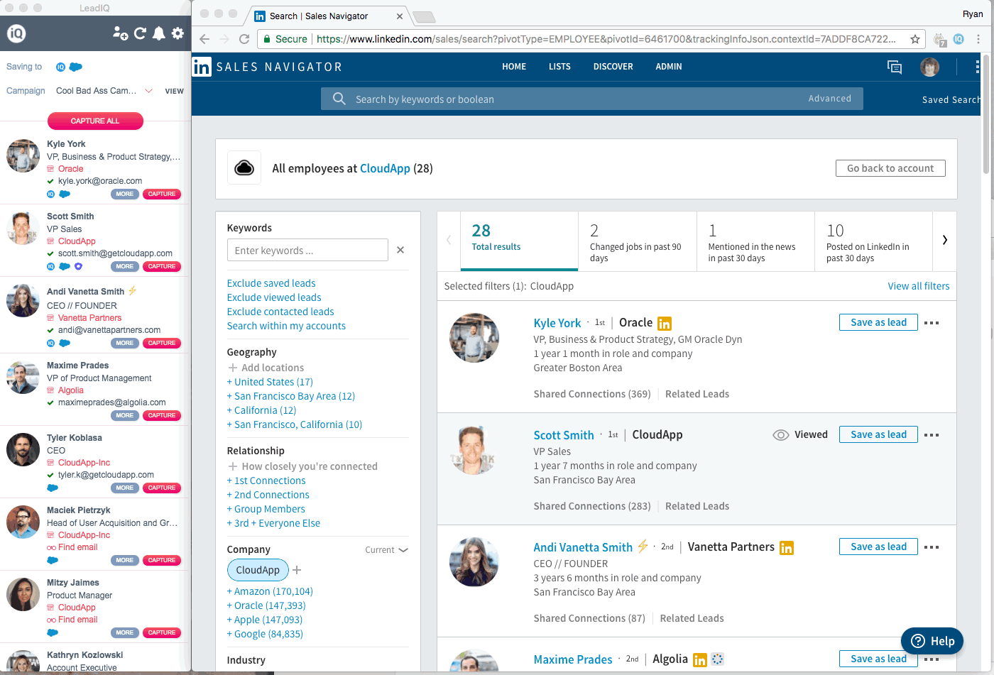 LinkedIn Sales Navigator can be a helpful tool to find the right contacts you're looking for.