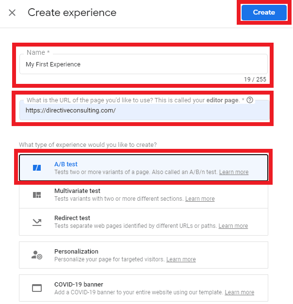 google optimize experience