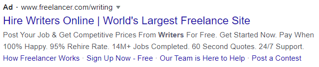 freelancer google text ad example