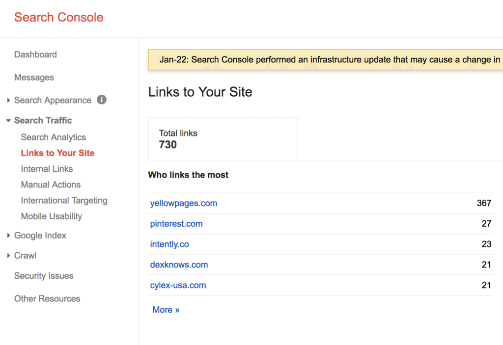 google search console backlink checker