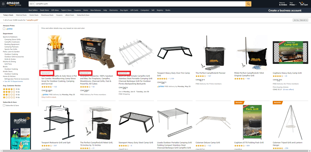 amazon paid search ad