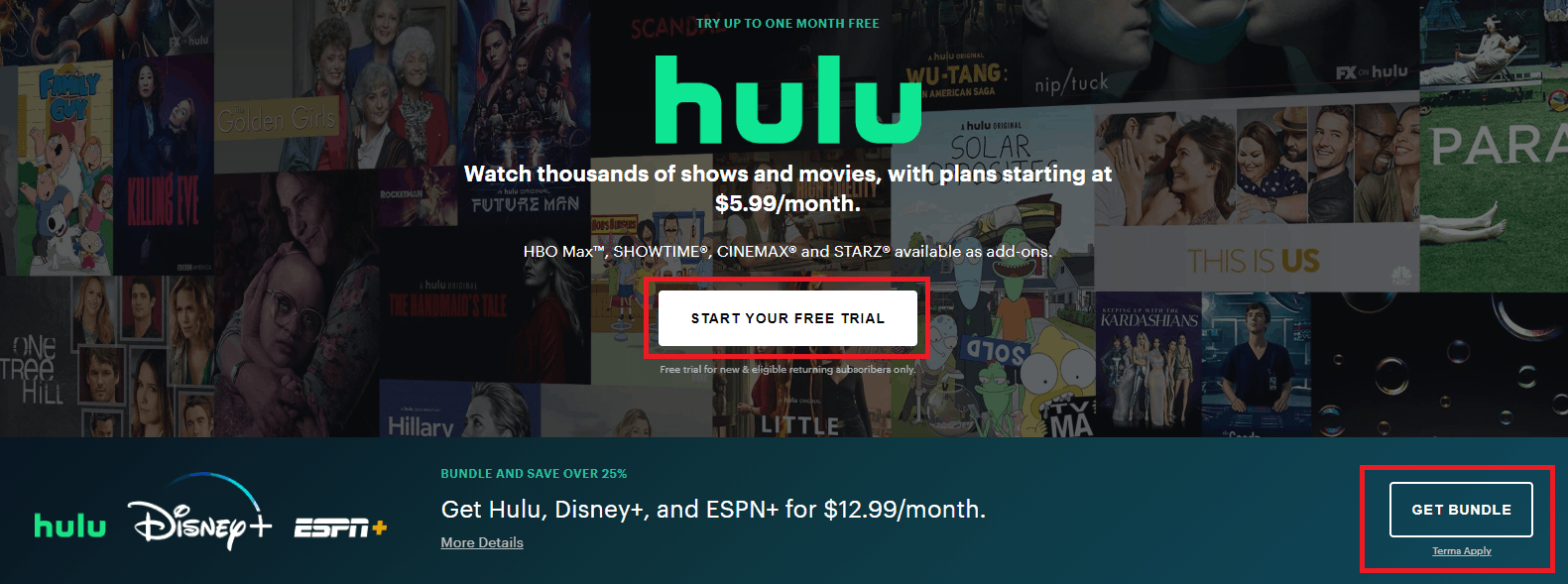 Hulu web interface