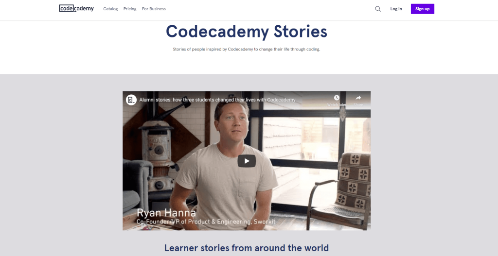 codeacademy testimonial page