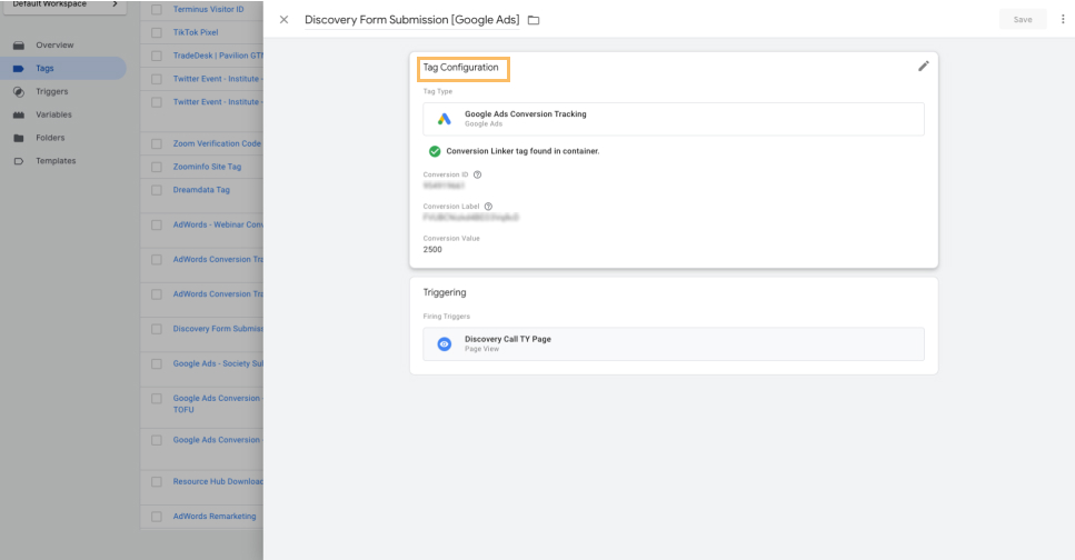 adding a new tag for google ads in gtm