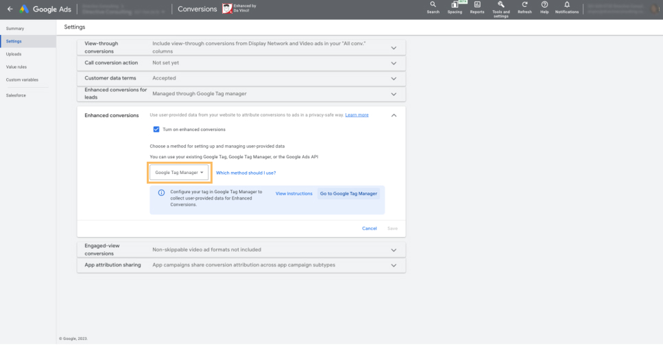 select google tag manager
