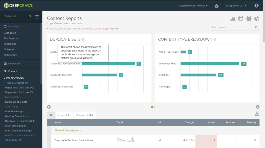 deepcrawl technical seo tool