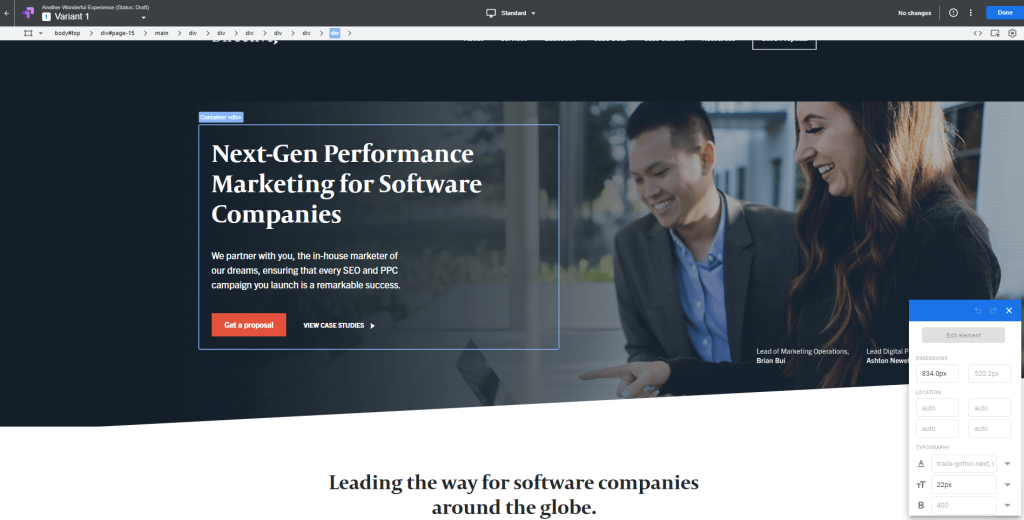 google optimize editor