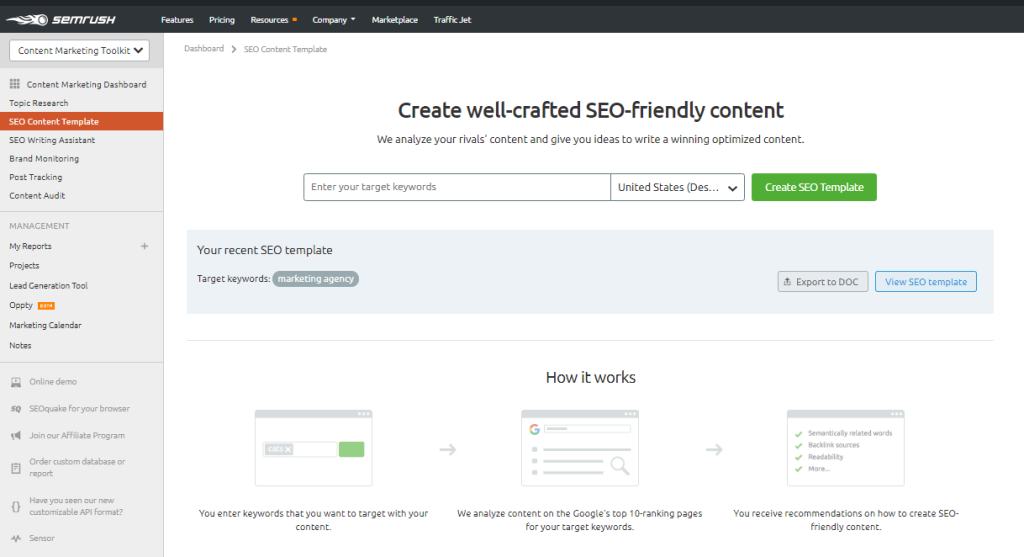 semrush content template