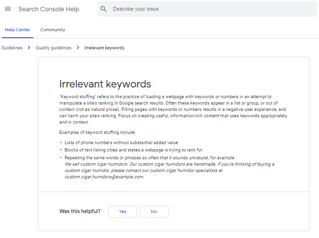 keyword stuffing penalty