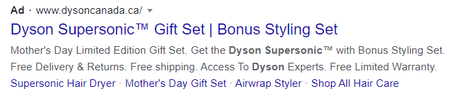 holiday google text ad example