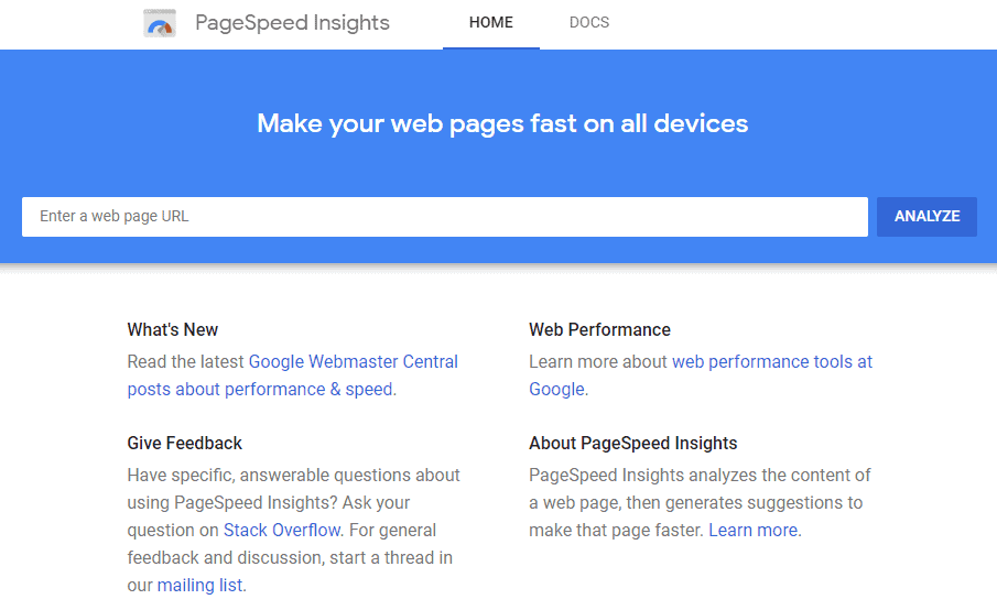 google pagespeed insights
