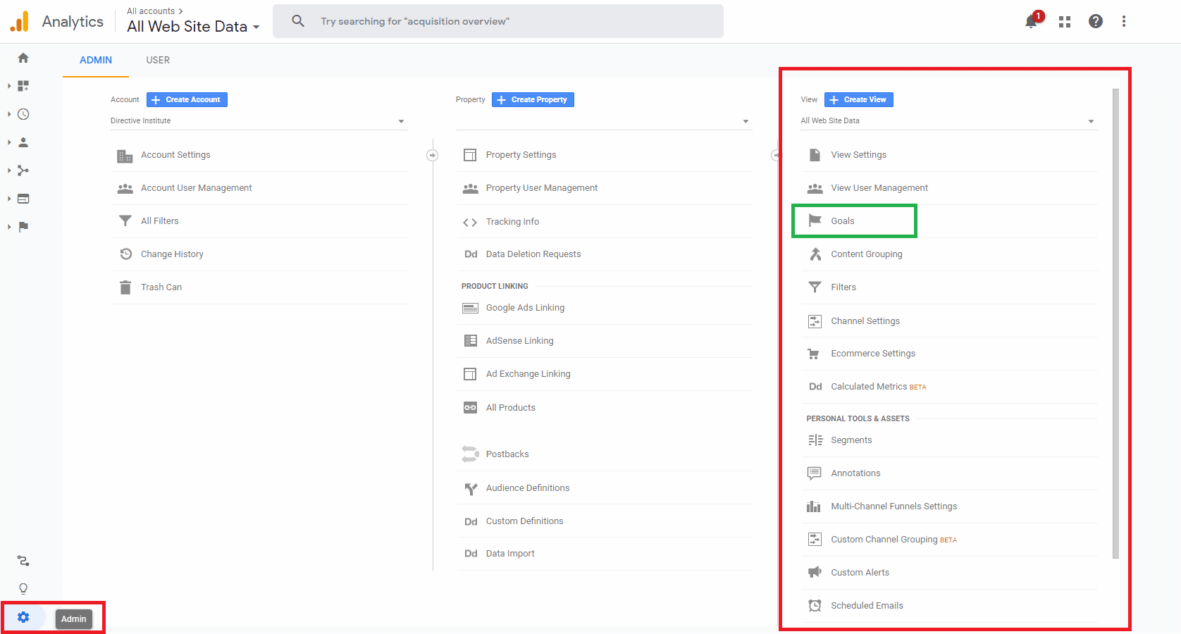 Google Analytics goals funnel set up