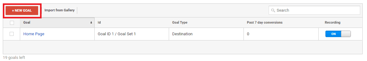 Google Analytics add new smart goal