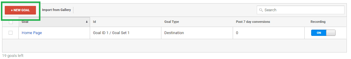 Google Analytics new goal