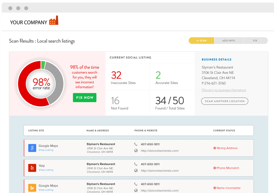 synup local seo software page
