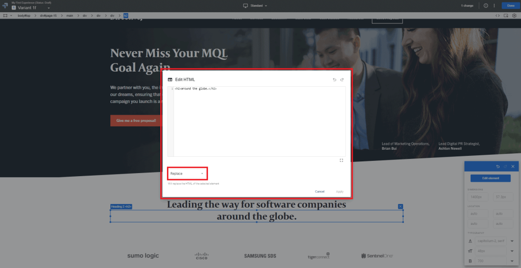 google optimize editor