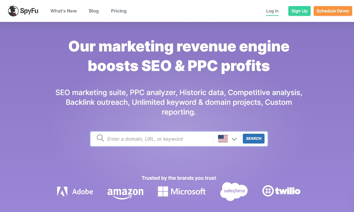 spyfu home page
