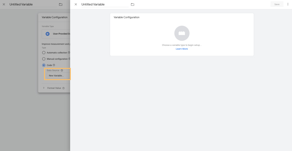 Variable Configuration new variable