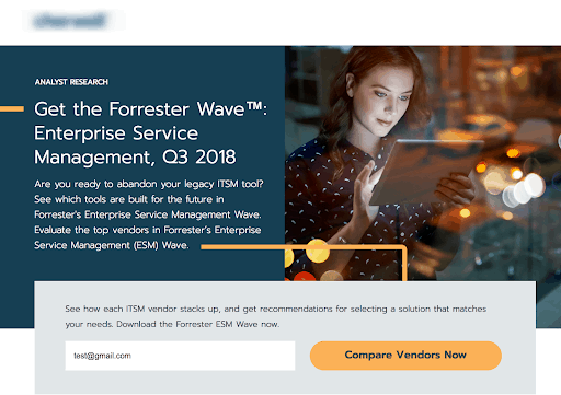Example of Forrester Wave Analyst Report used as part of a strong database marketing tactic.