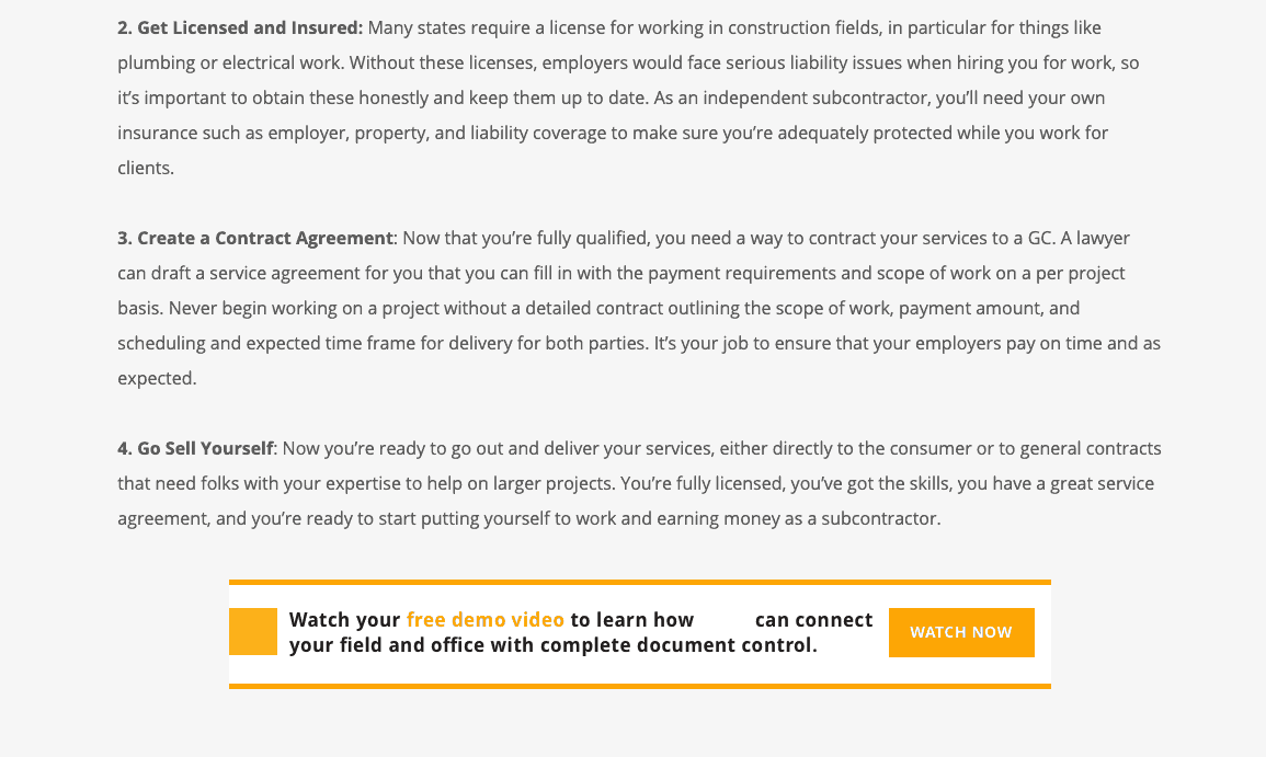 Example of strategic button placement, according to the content marketing funnel.