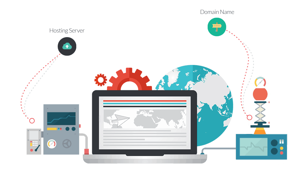 illustration of a website and server
