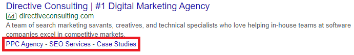 sitelink ad extensions example