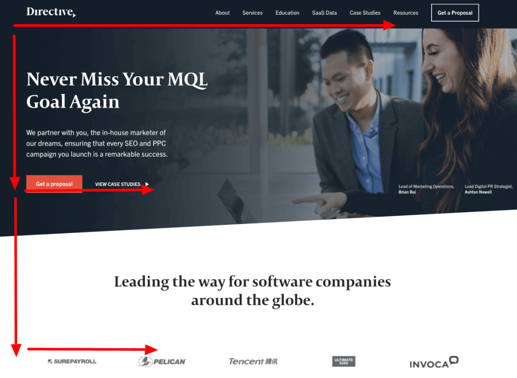 F pattern web design