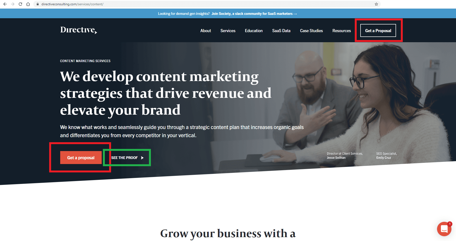color CTA button example