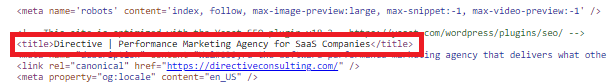 Title Tag glossary code snippet