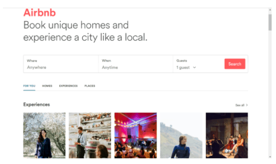 This is an image of AirBnb's well designed website.