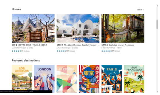 This is an image of AirBnb's well designed website.