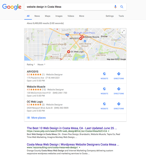 google my business serp