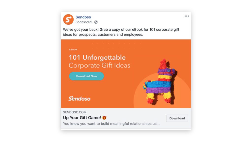 example of a facebook ad with downloadable asset