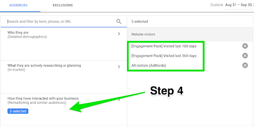 Step 4 to increase conversion rate in a remarketing campaign.