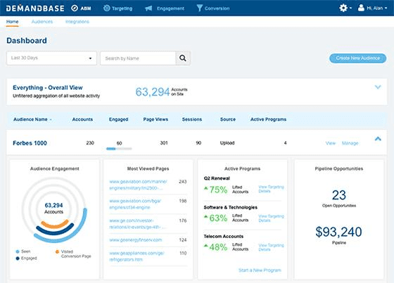 DemandBase allows you to measure the performance of your target accounts and serve them specific content. 