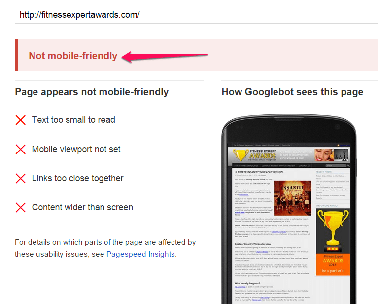 Image showing what it looks like when your website is not mobile friendly. 