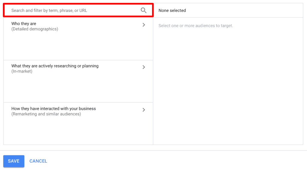 Screenshot of step 5 of setting up audiences in Google Ads. 