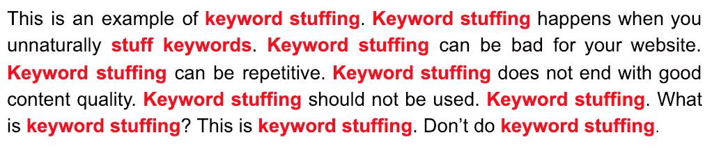 keyword stuffing is a form of black hat seo