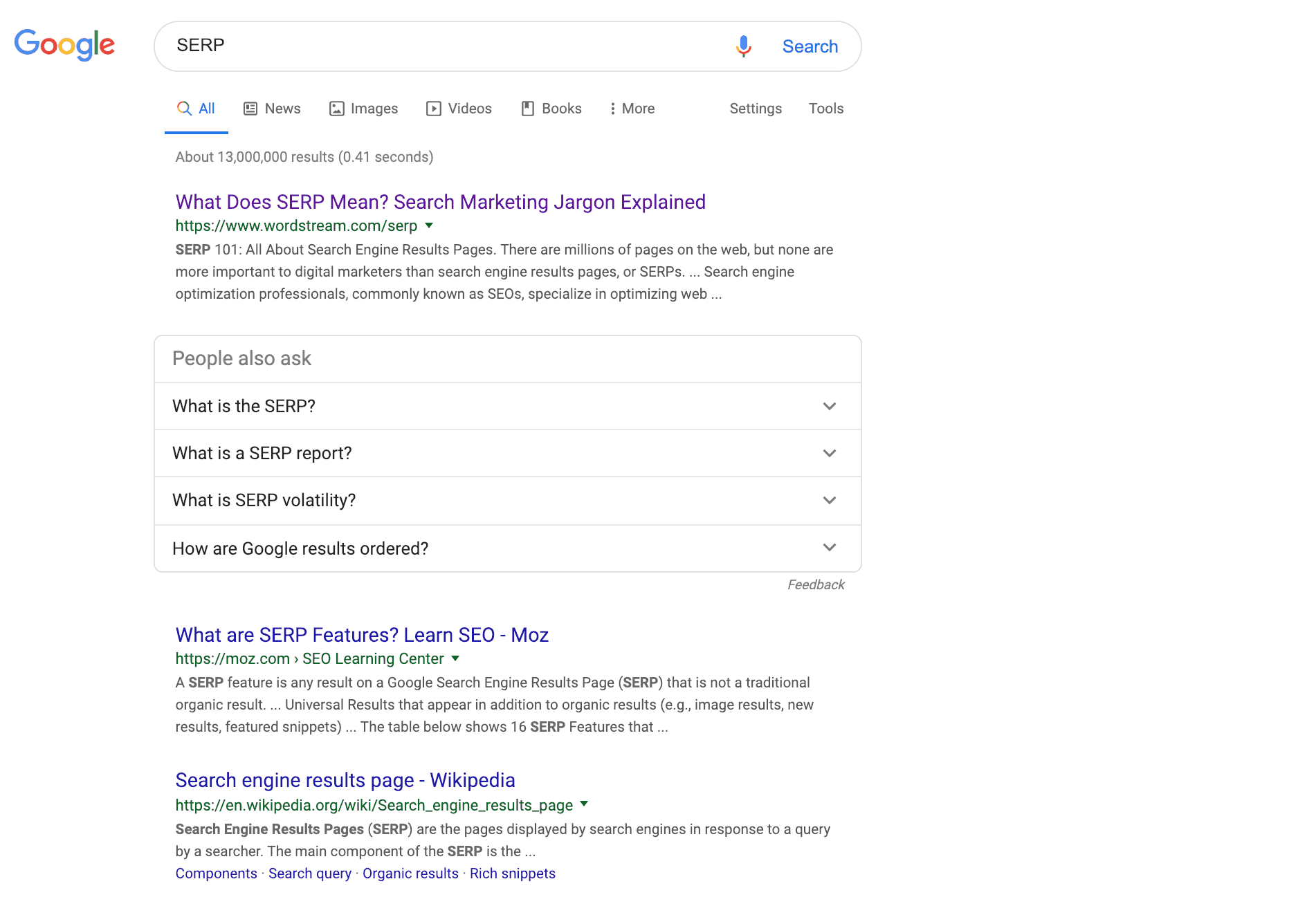 a picture of a serp with the keyword serp