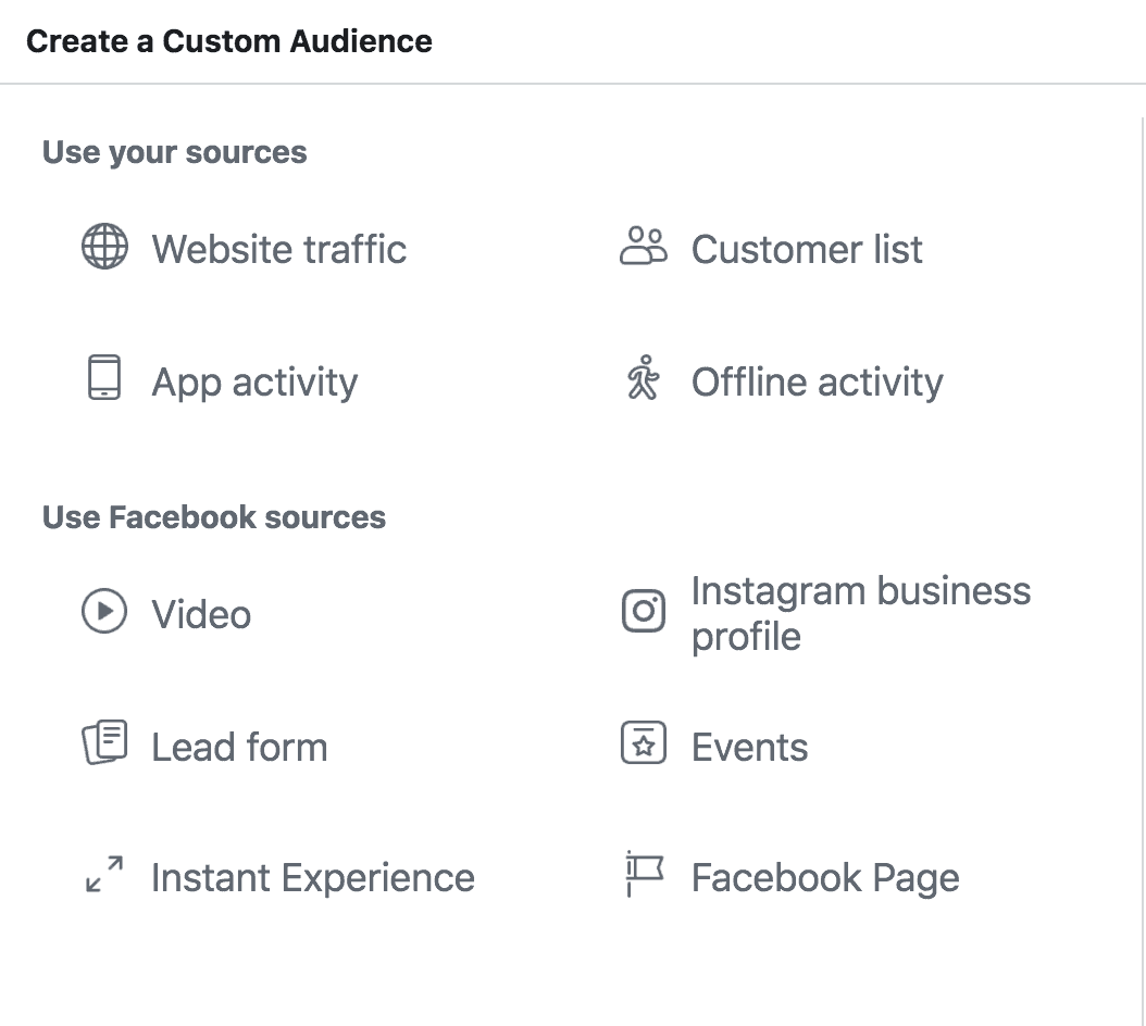 An example of how to create a custom audience. 