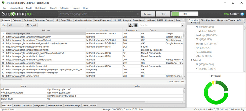 screaming frog seo audit tool