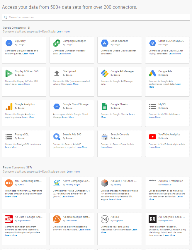 google data studio connectors