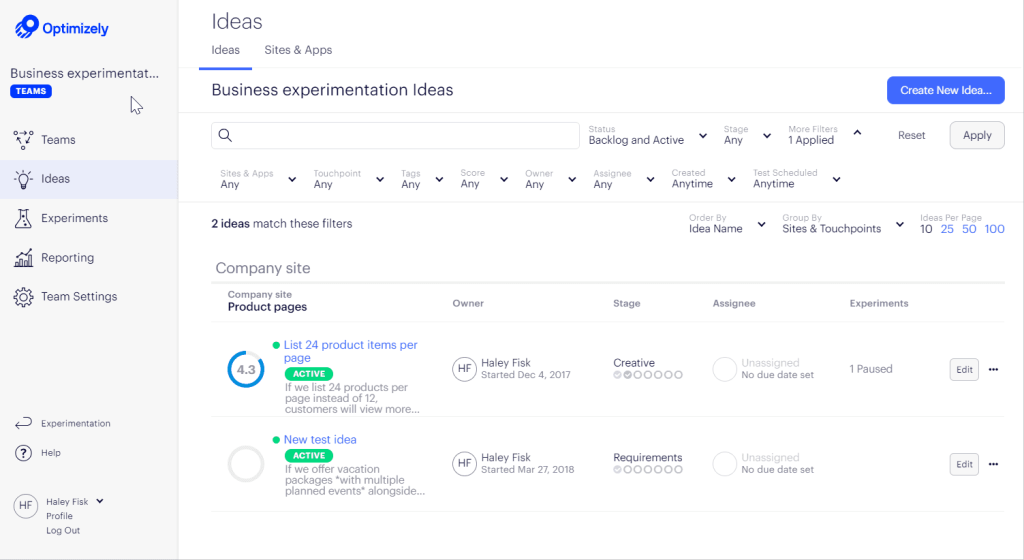 optimizely ab testing tool