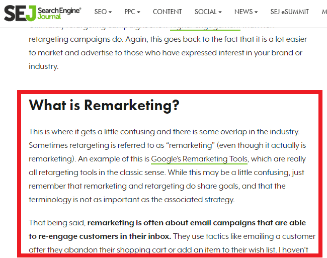 sej remarketing definition