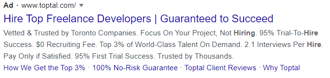 hiring google text ad example