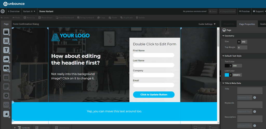 unbounce ab testing tool